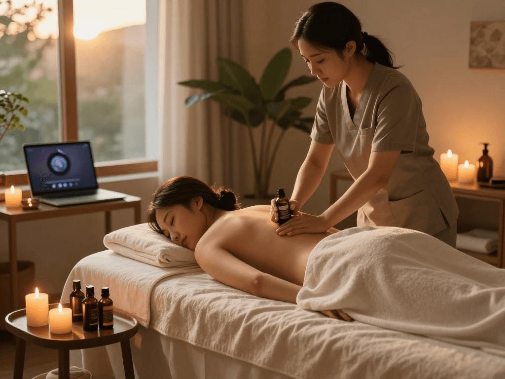 Experience premium 의정부출장마사지 in a serene home spa setting with a professional therapist.
