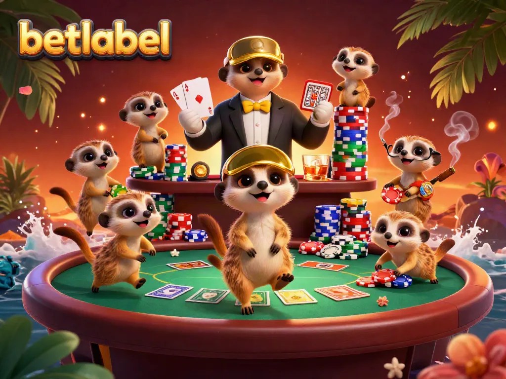 Experience an exciting game at betlabel with a dynamic meerkat casino scene full of action and color.