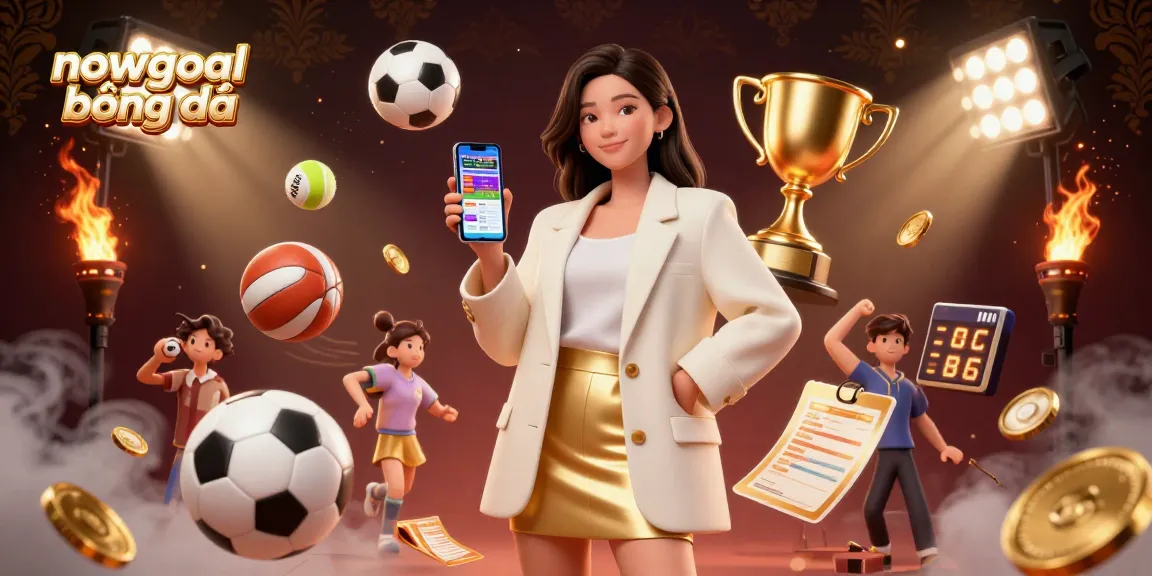 Experience live sports betting with nowgoal bóng đá on a smartphone surrounded by dynamic elements.