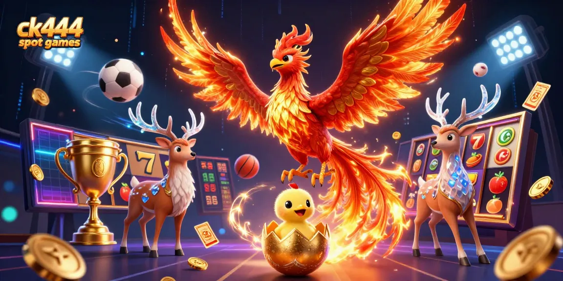 Experience ck444 slot games with thrilling action, vibrant characters, and dynamic game elements in this 3D illustration.