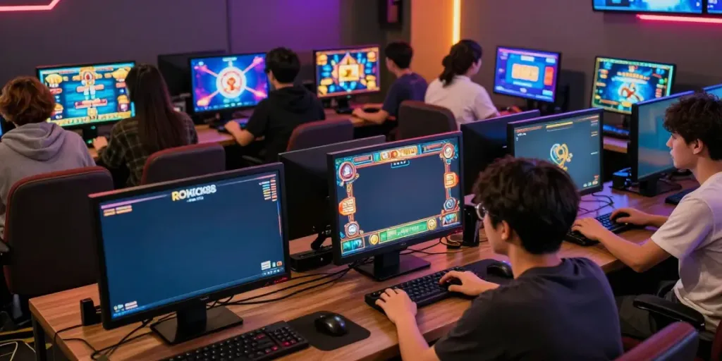 Players enjoying ROKOK88 gaming, showcasing excitement and vibrant competition.